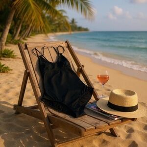 ATHLETA One-Piece Swimsuit Skinny Strap Criss Cross Tie Full Coverage Black L